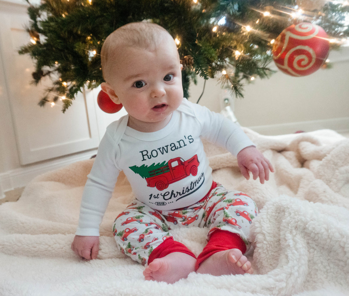 Cuddle Sleep Dream My First Christmas Truck Onesie