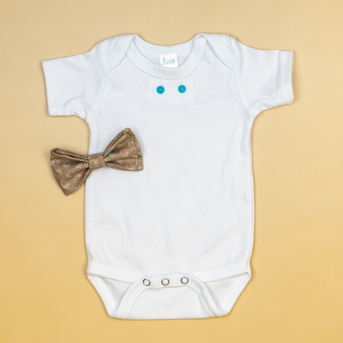 Cuddle Sleep Dream Bowtie Bodysuit Neutral Acorns Bowtie Bodysuit