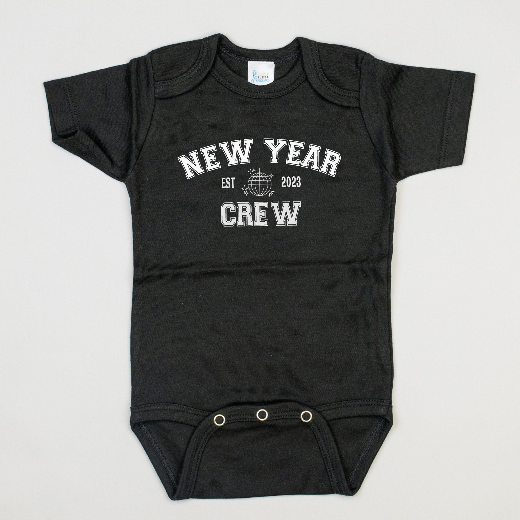 Cuddle Sleep Dream New Year Crew | Black Bodysuit