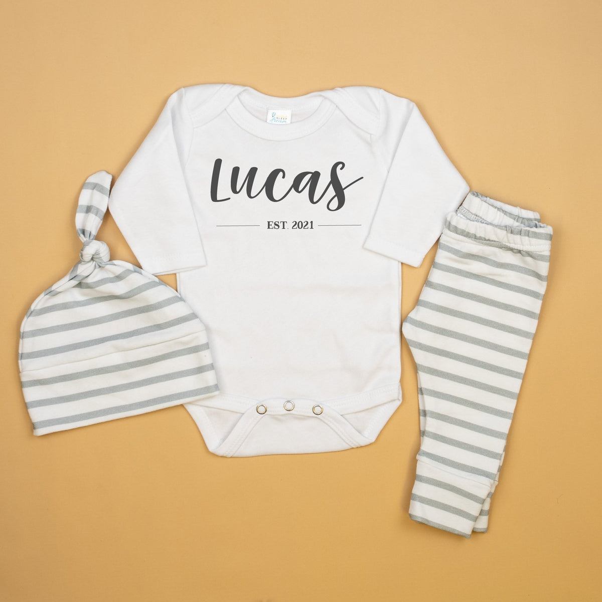Cuddle Sleep Dream Bundles Newborn Long Sleeve Newborn Established Bundle | Gray White Stripe