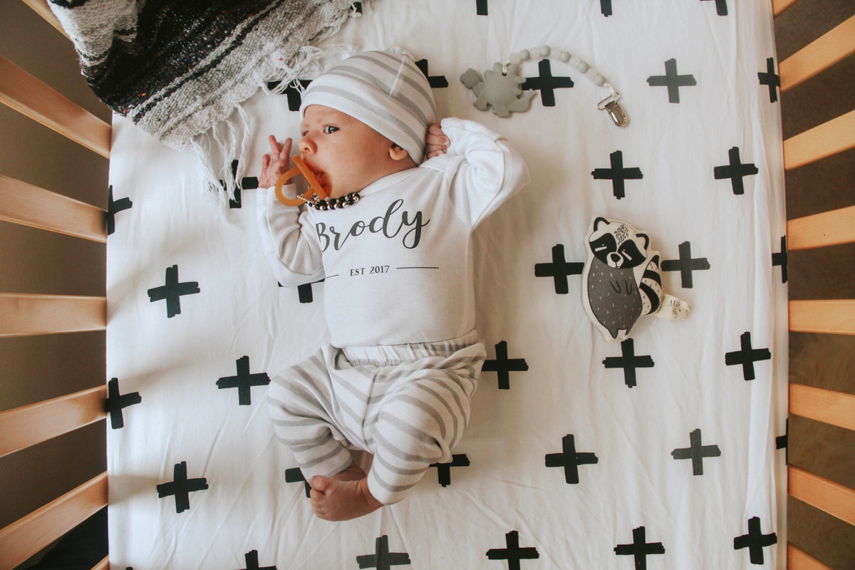 Cuddle Sleep Dream Newborn Established Onesie | Dark Gray Writing