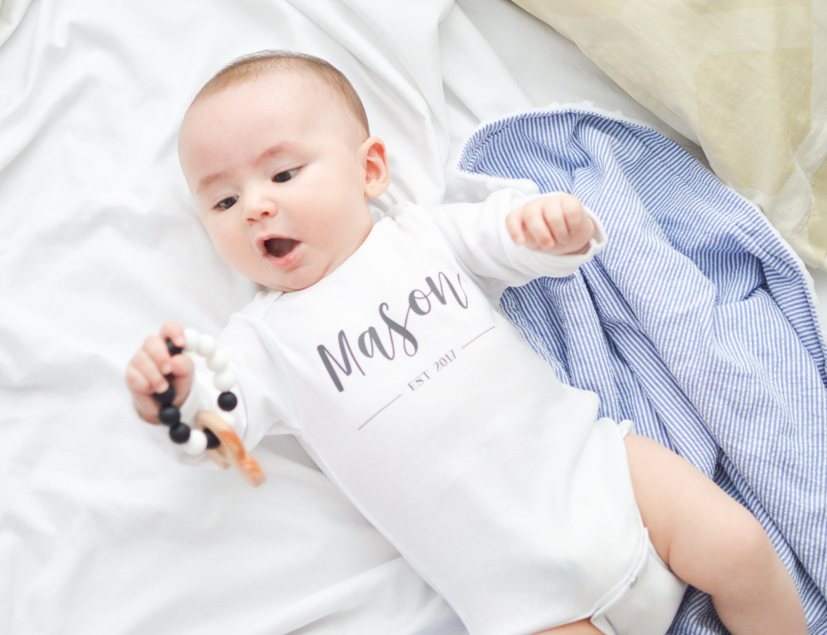 Cuddle Sleep Dream Newborn Established Onesie | Dark Gray Writing