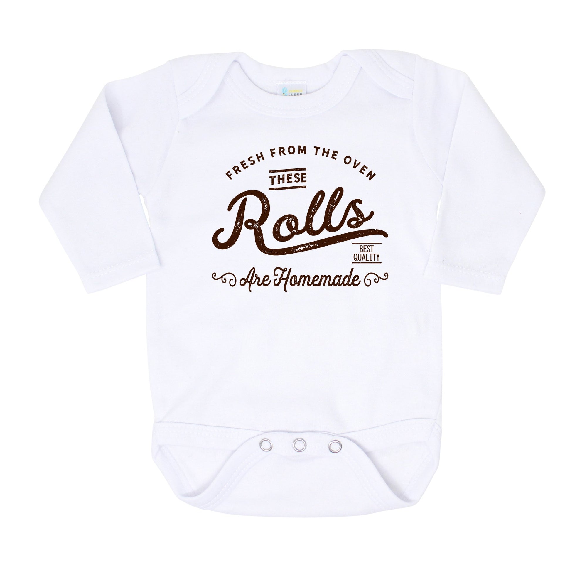 Cuddle Sleep Dream Newborn | These Rolls are Homemade | White Bodysuit