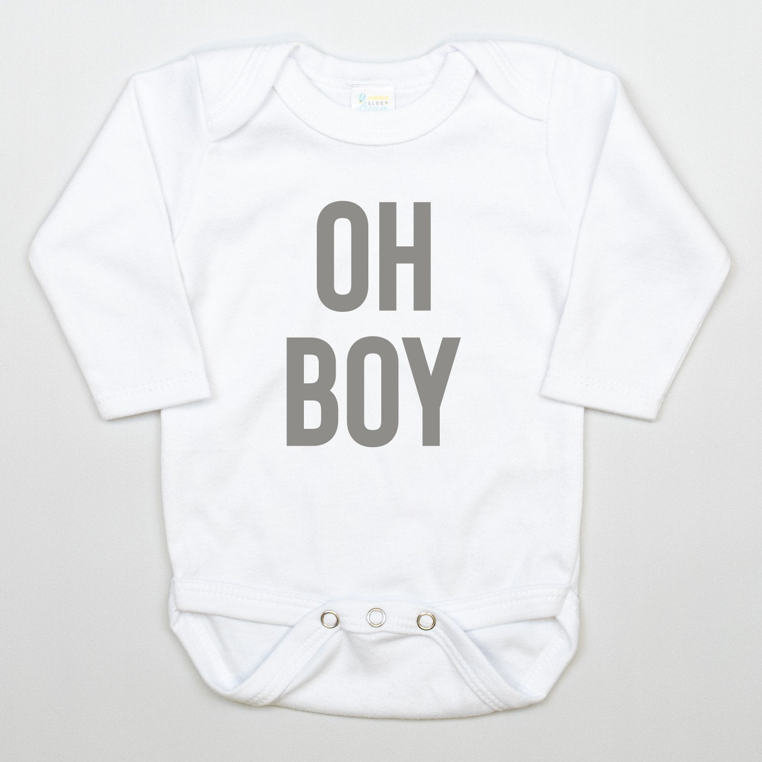 Cuddle Sleep Dream Newborn Long Sleeve Oh Boy in Gray Bodysuit