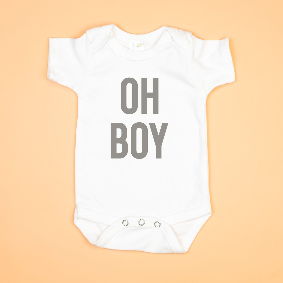 Cuddle Sleep Dream Newborn Short Sleeve Oh Boy in Gray Bodysuit