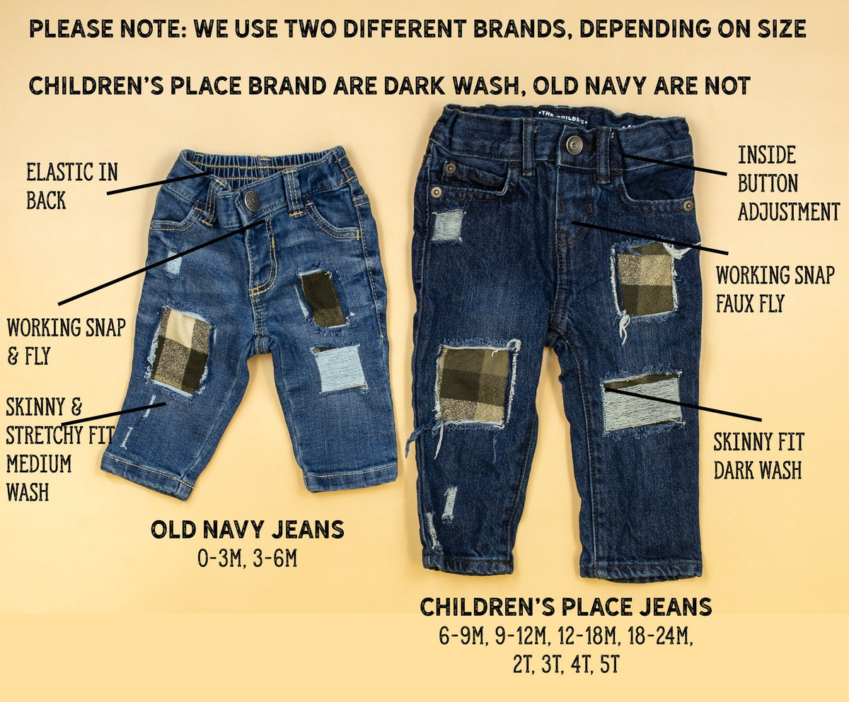 Cuddle Sleep Dream Olive &amp; Brown Plaid Destroyed Denim