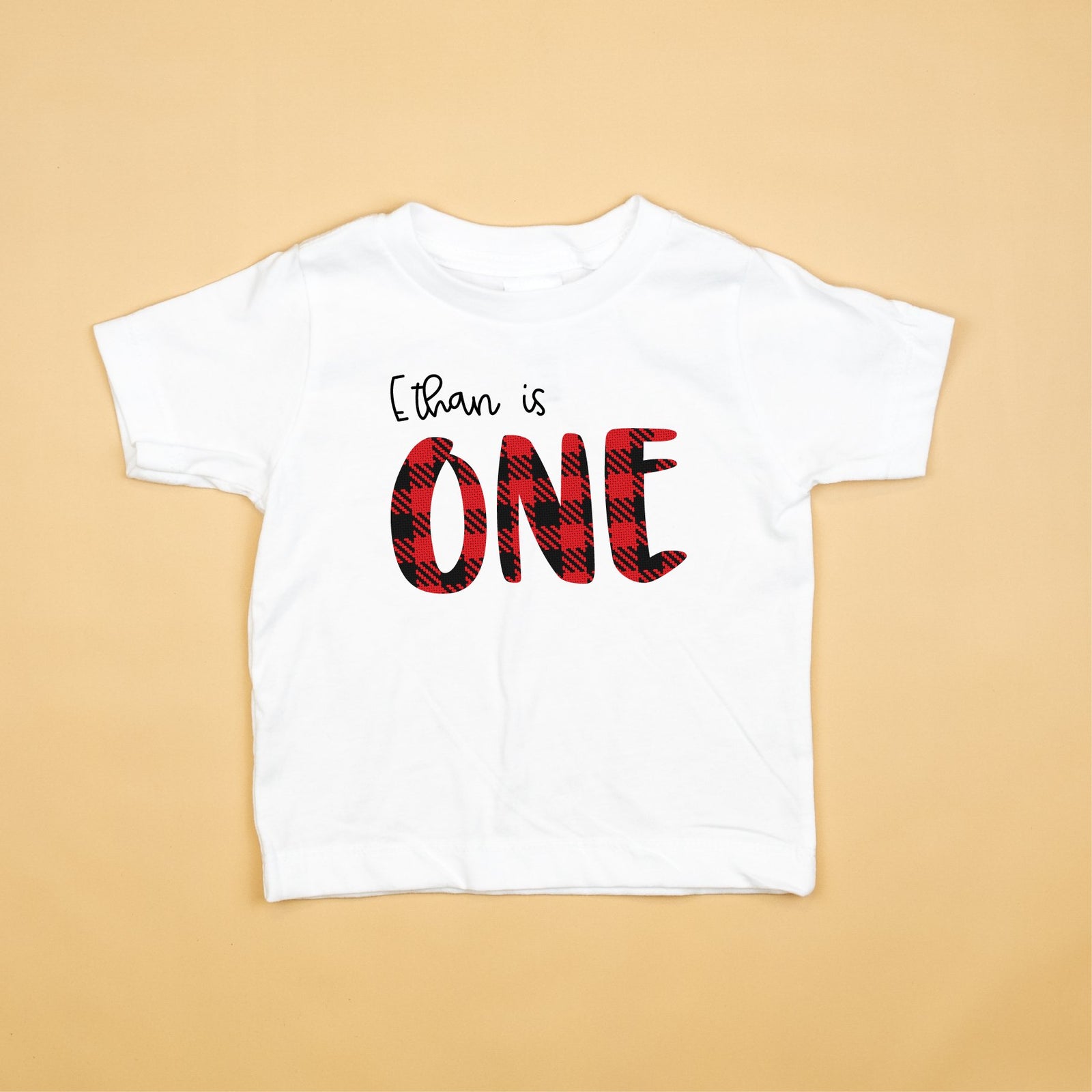 Cuddle Sleep Dream 12m Tshirt Short Sleeve Personalized Buffalo Plaid ONE 1st Birthday Shirt/Bodysuit