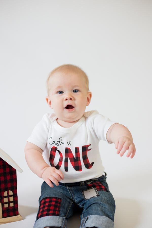 Cuddle Sleep Dream Personalized Buffalo Plaid ONE 1st Birthday Shirt/Bodysuit