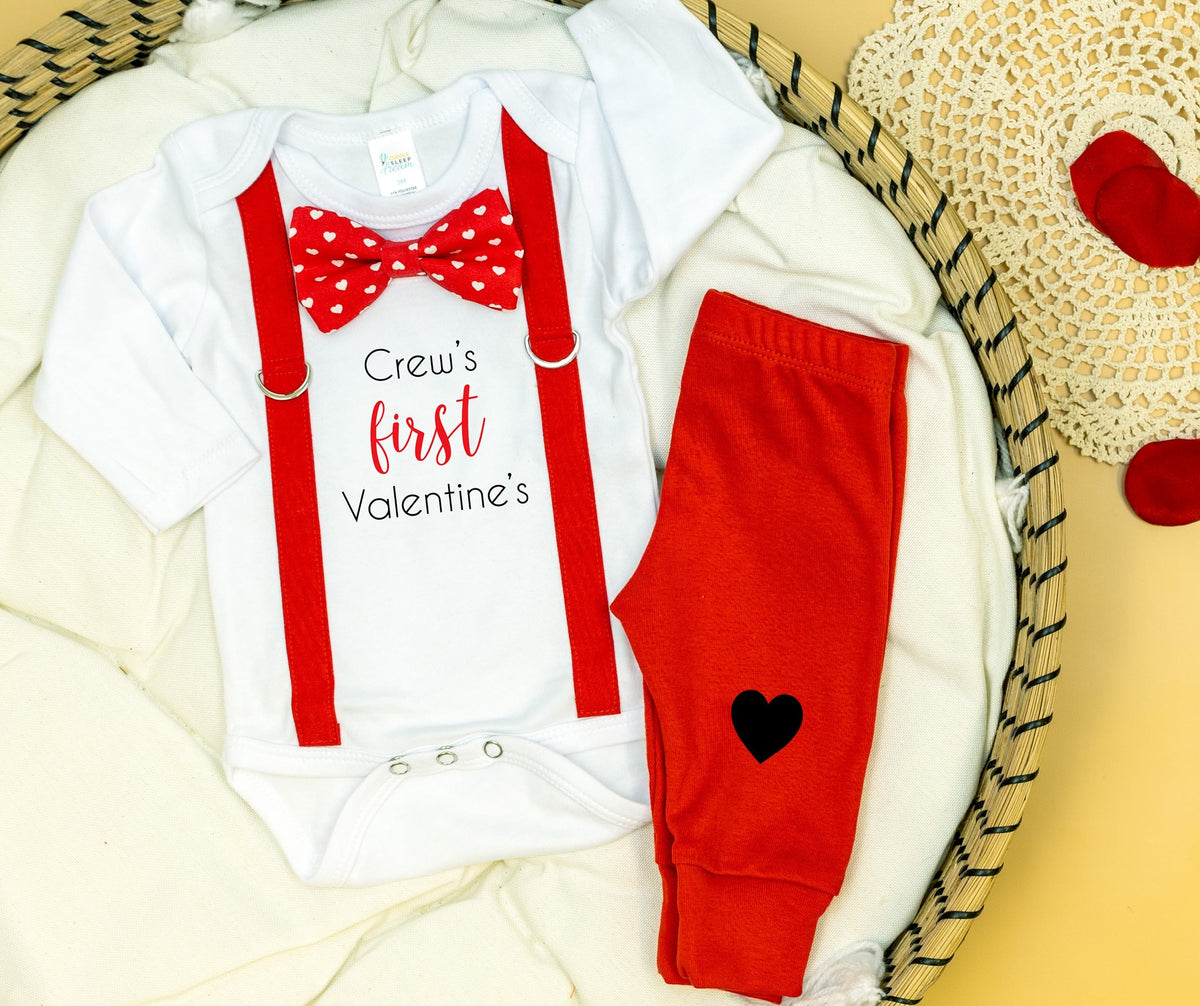 Cuddle Sleep Dream Oh Snap Personalized First Valentines | Red Suspenders &amp; Bowtie