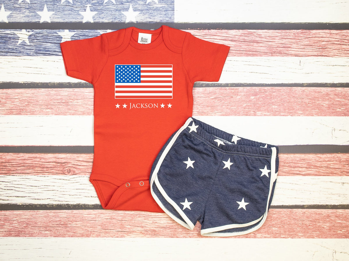 Cuddle Sleep Dream Personalized Flag Shirt/Onesie | Red