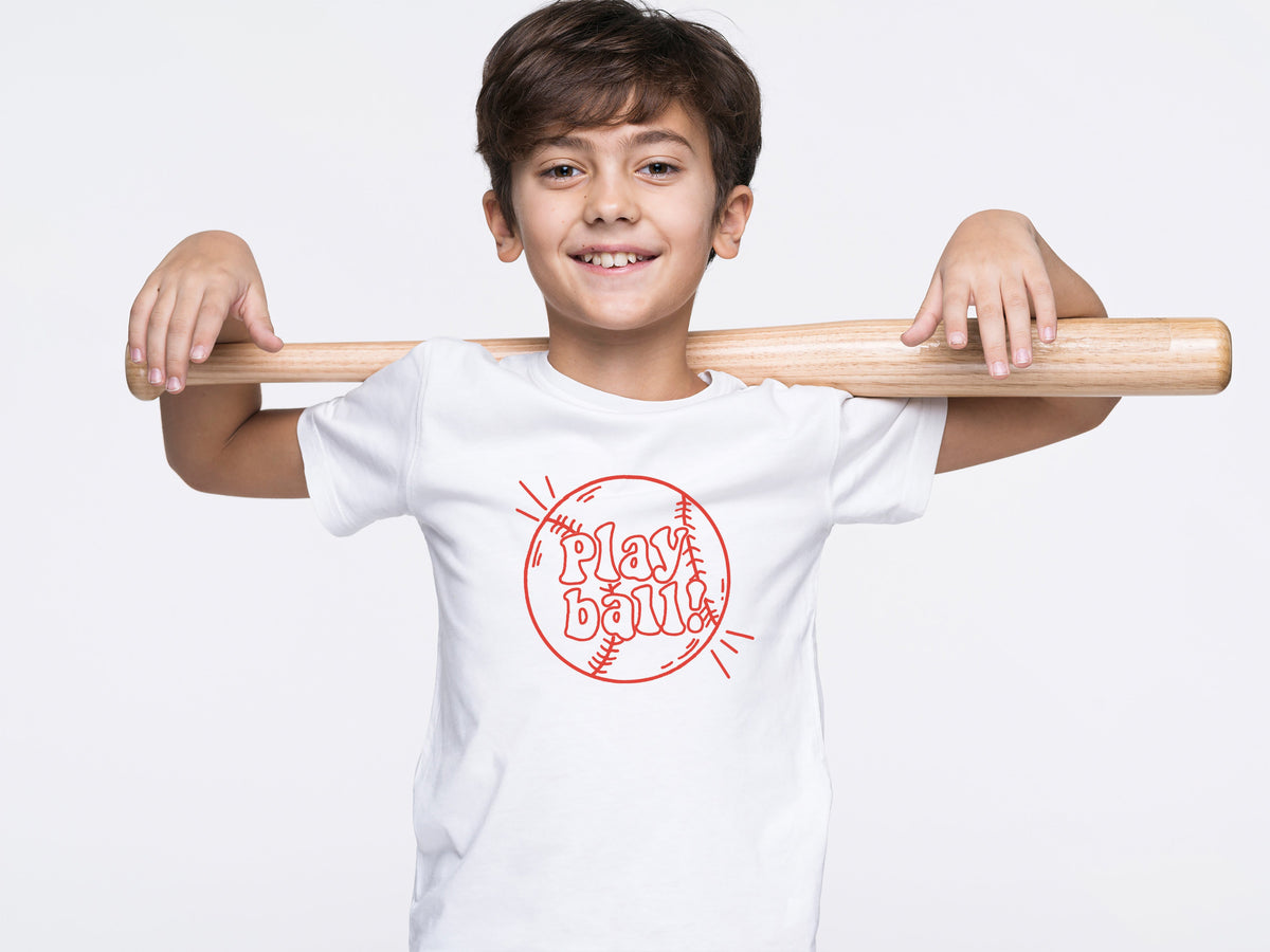 Cuddle Sleep Dream Baby &amp; Toddler Tops Play Ball Baseball | White Tshirt