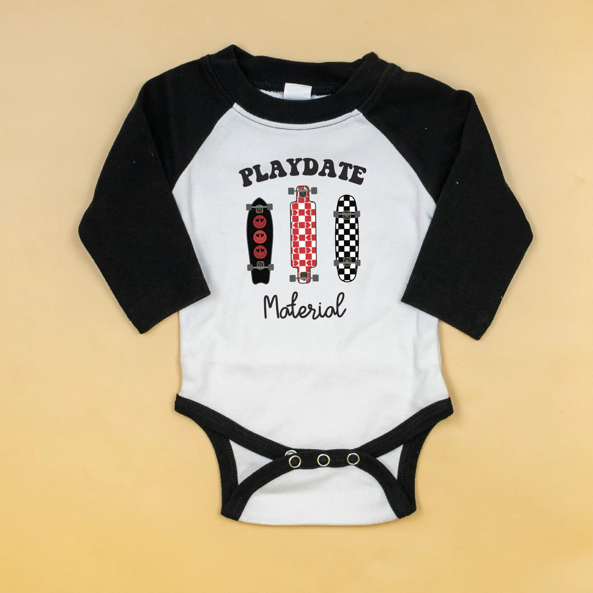 Cuddle Sleep Dream Playdate Material | Black Raglan Bodysuit