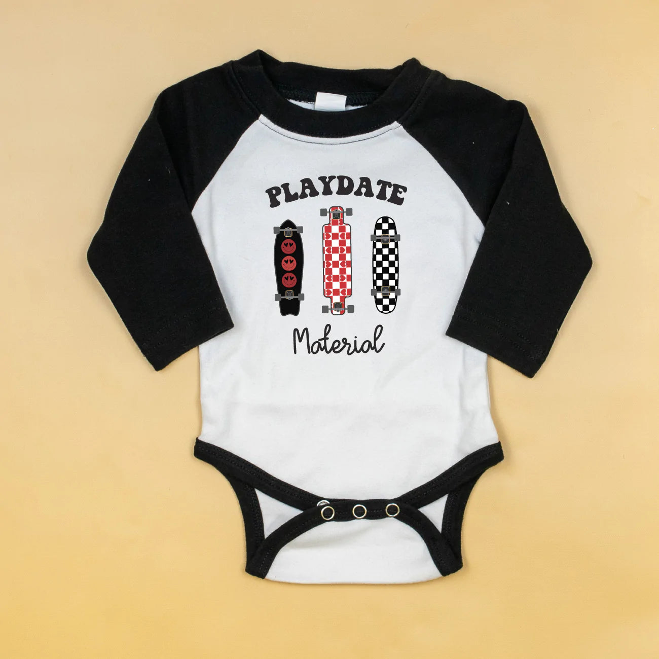 Cuddle Sleep Dream Playdate Material | Black Raglan Bodysuit