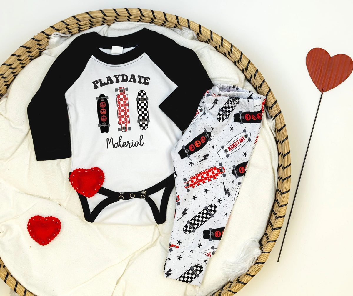 Cuddle Sleep Dream Playdate Material | Black Raglan Bodysuit