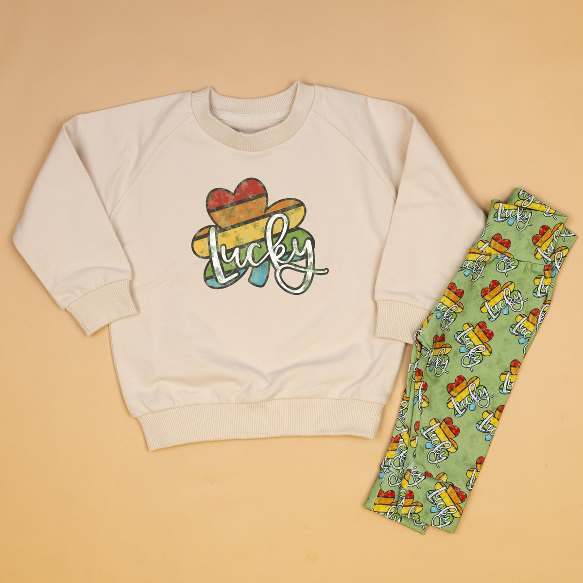 Cuddle Sleep Dream Rainbow Lucky | Cream Terry Sweatshirt