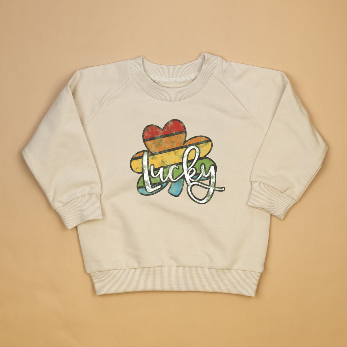 Cuddle Sleep Dream Rainbow Lucky | Cream Terry Sweatshirt