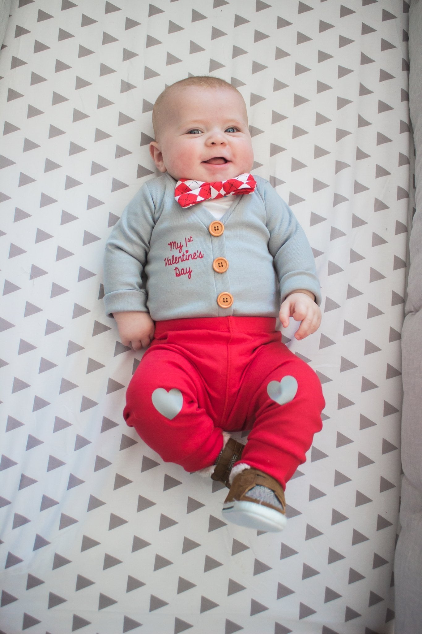 Red Classic Pants | LIGHT GRAY Heart Knees