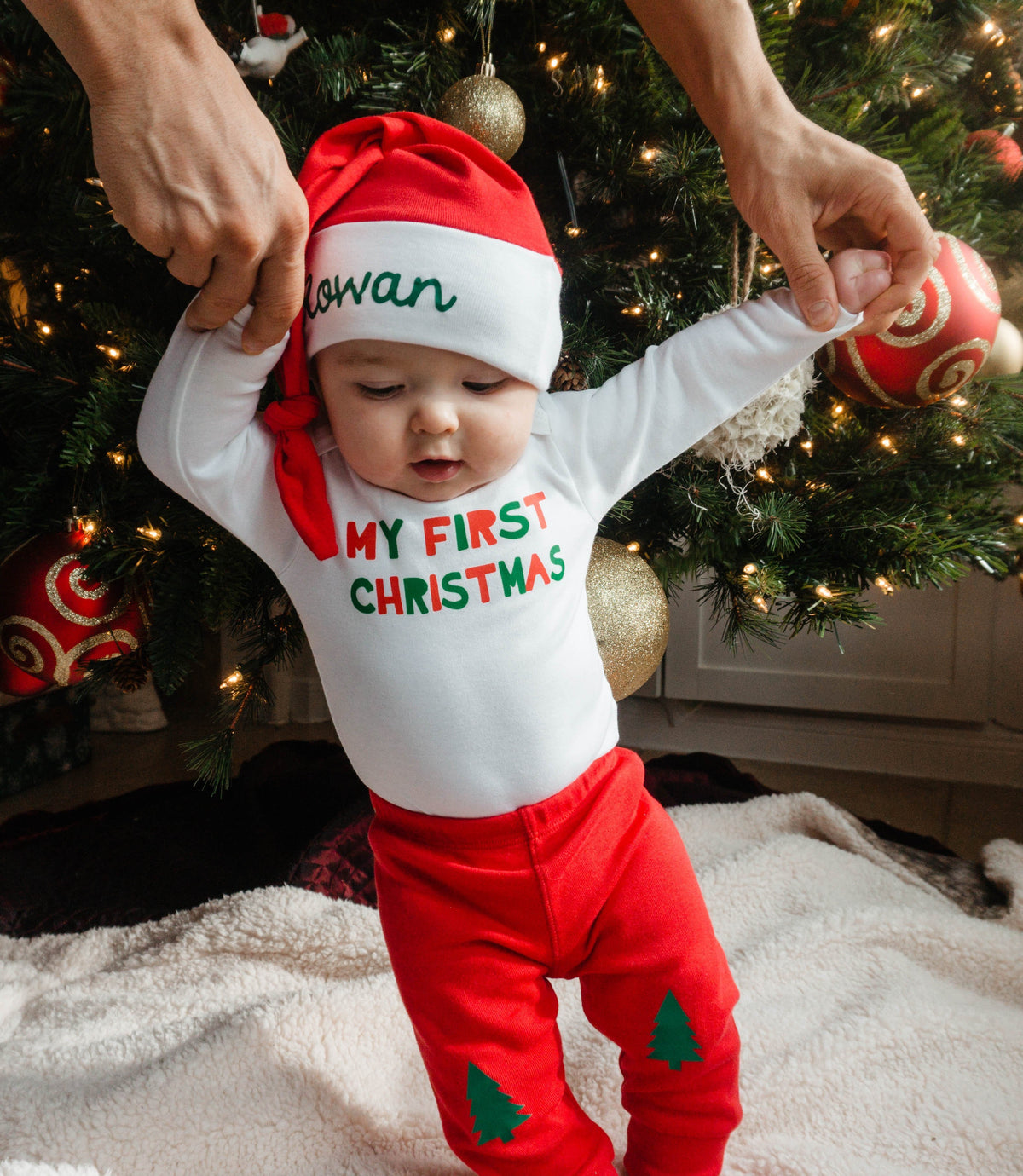 Cuddle Sleep Dream Classic Pants Red Classic Pants w/ Trees