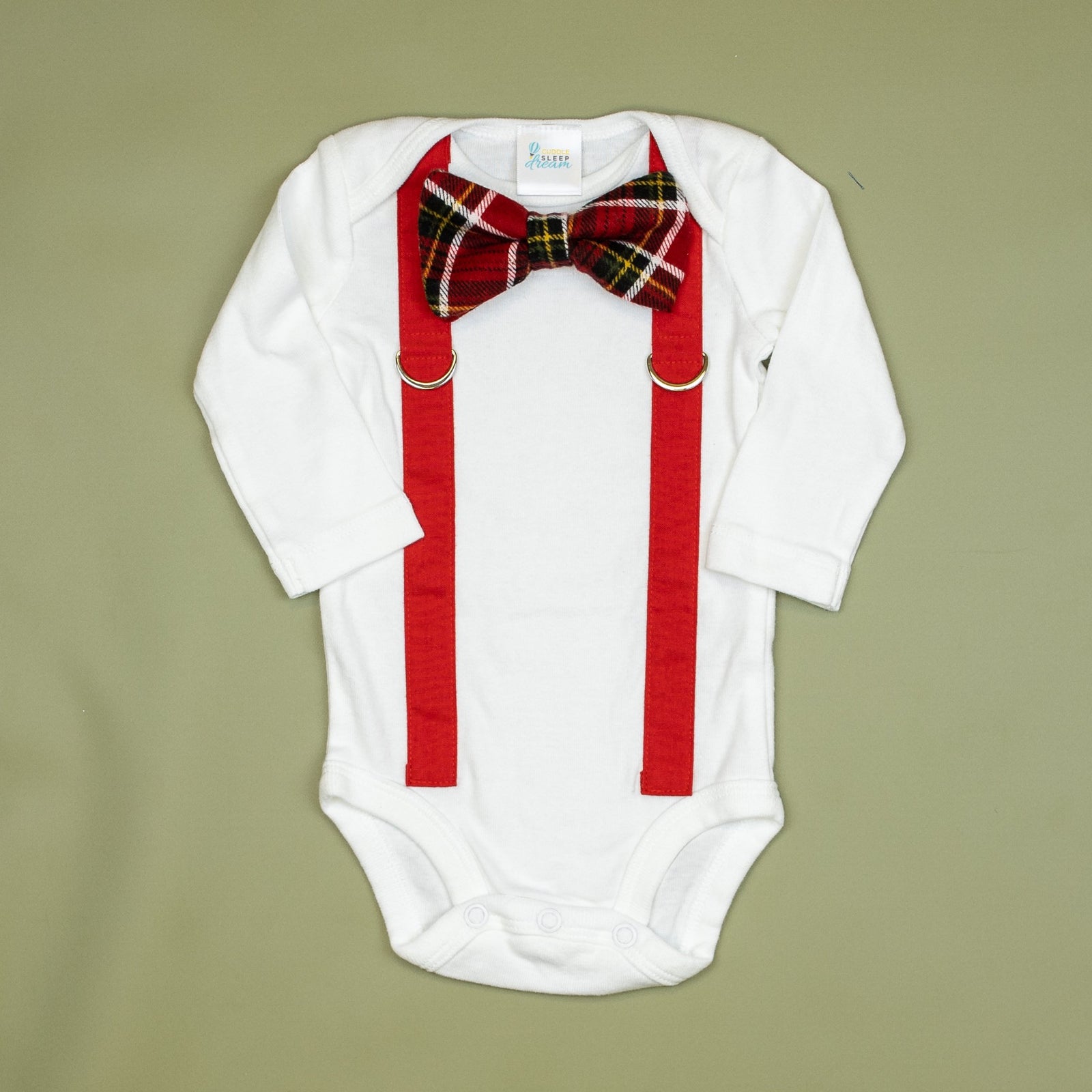 Cuddle Sleep Dream Oh Snap Red Suspenders / Heritage Plaid Tie
