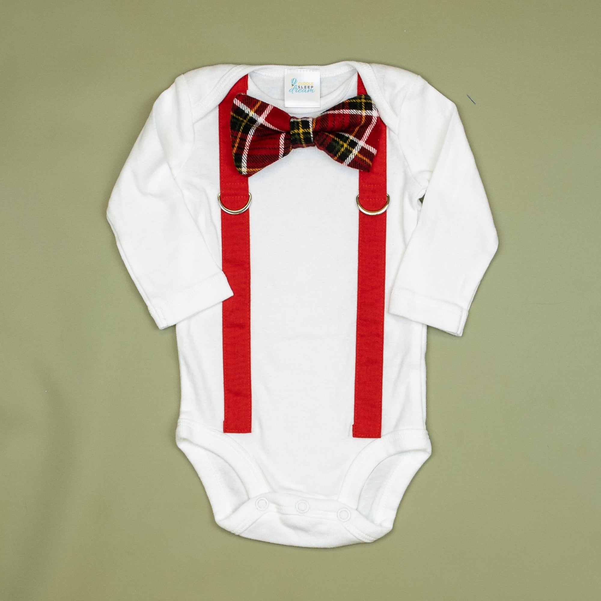 Cuddle Sleep Dream Oh Snap Red Suspenders / Heritage Plaid Tie