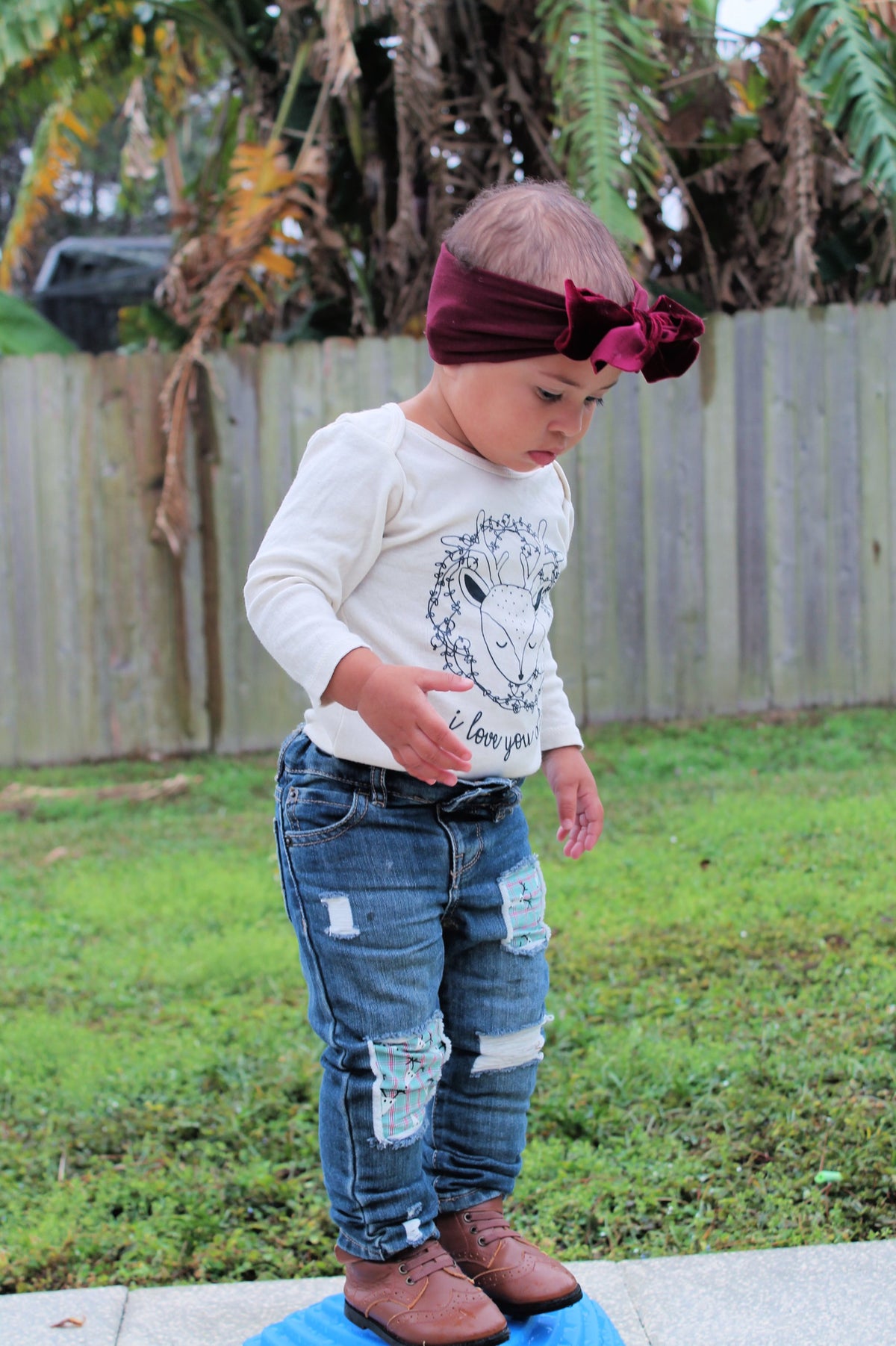 Cuddle Sleep Dream Reindeer Plaid Destroyed Denim