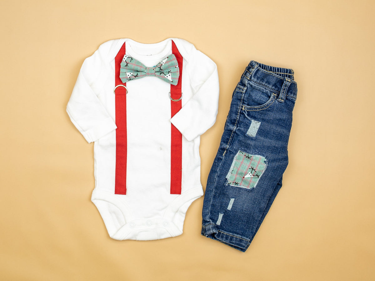 Cuddle Sleep Dream Reindeer Plaid Destroyed Denim