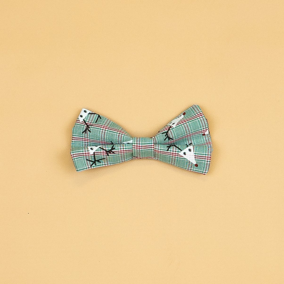 Cuddle Sleep Dream Ties Reindeer Plaid Snap-On Bowtie