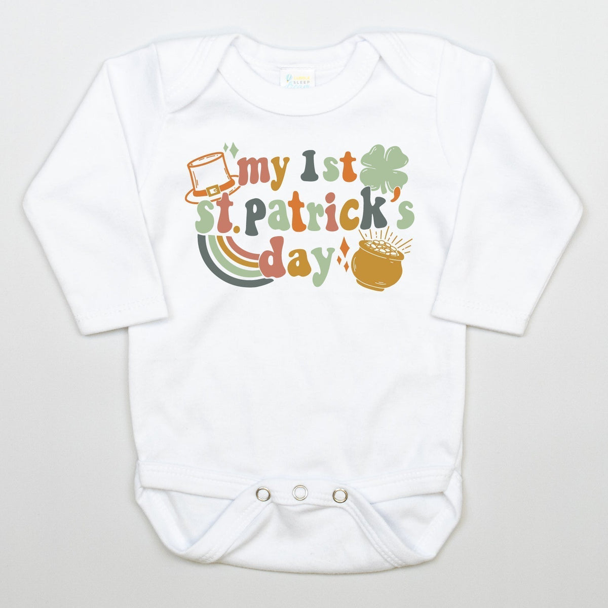 Cuddle Sleep Dream Retro First St. Patrick&#39;s Day | White Bodysuit