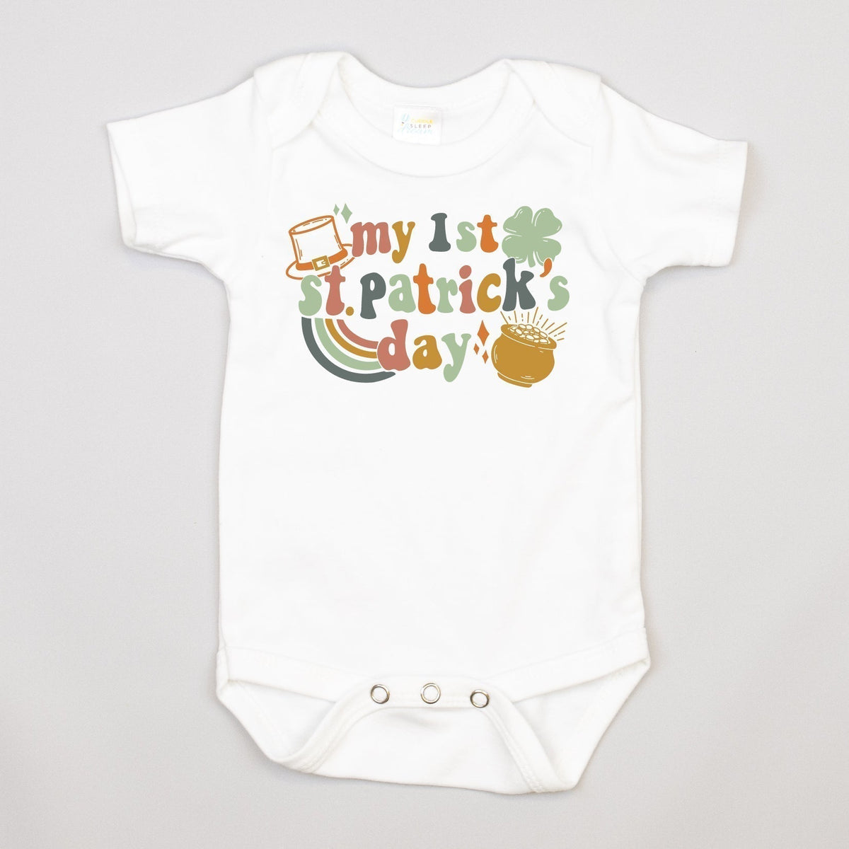 Cuddle Sleep Dream Retro First St. Patrick&#39;s Day | White Bodysuit