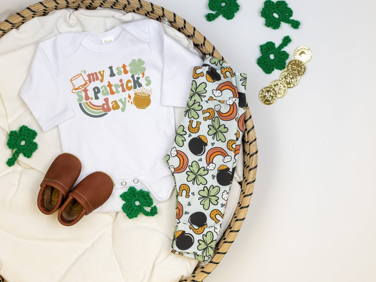 Cuddle Sleep Dream Retro First St. Patrick&#39;s Day | White Bodysuit