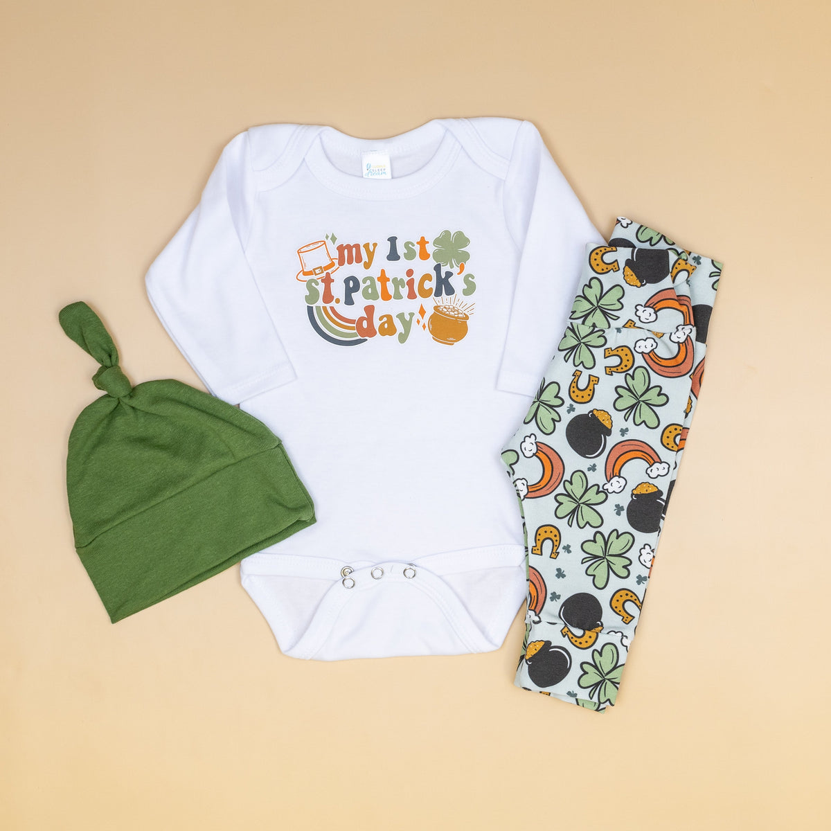 Cuddle Sleep Dream Retro First St. Patrick&#39;s Day | White Bodysuit