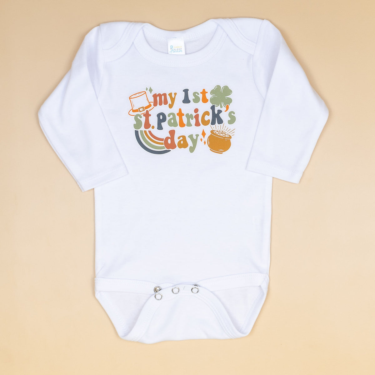 Cuddle Sleep Dream Retro First St. Patrick&#39;s Day | White Bodysuit