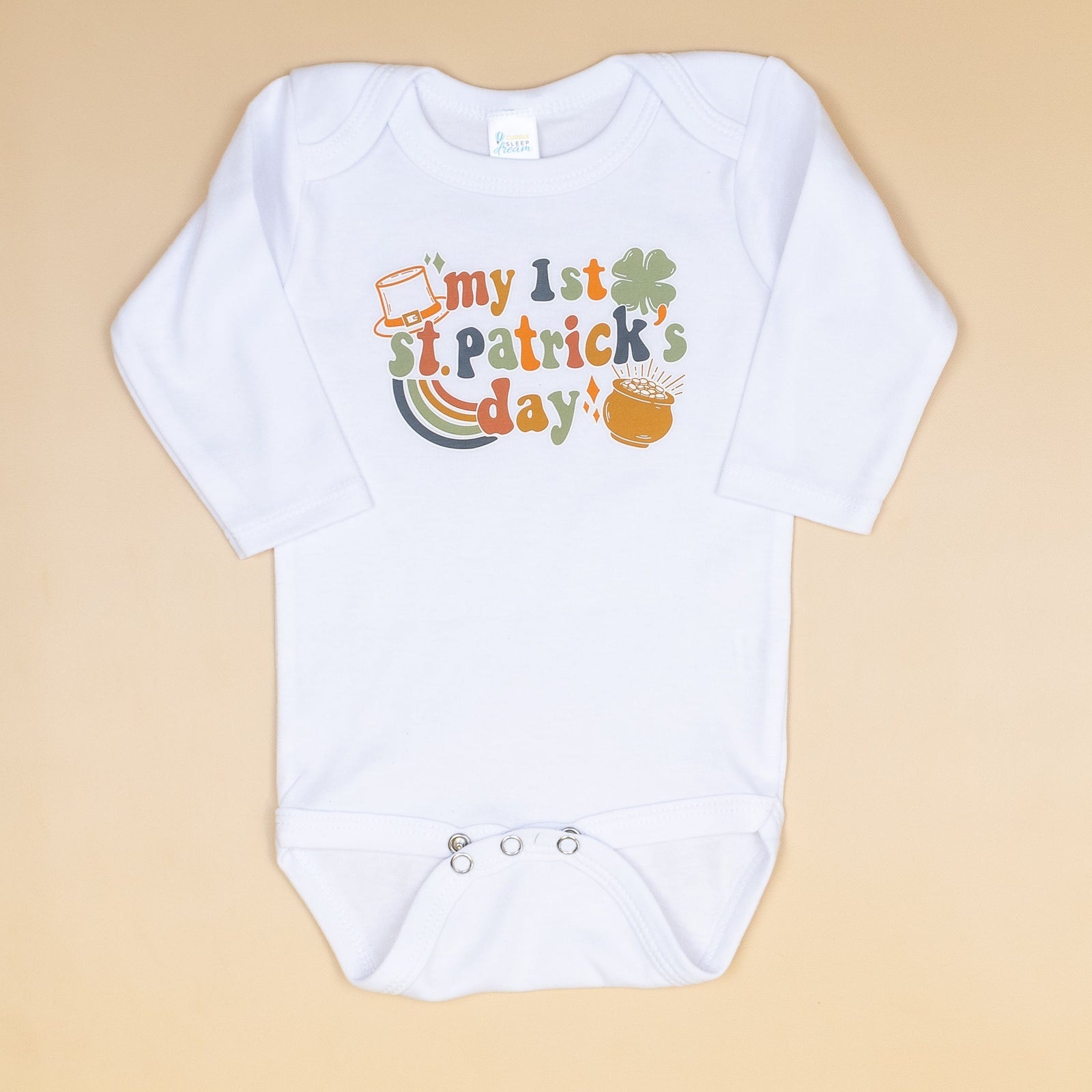 Cuddle Sleep Dream Retro First St. Patrick's Day | White Bodysuit