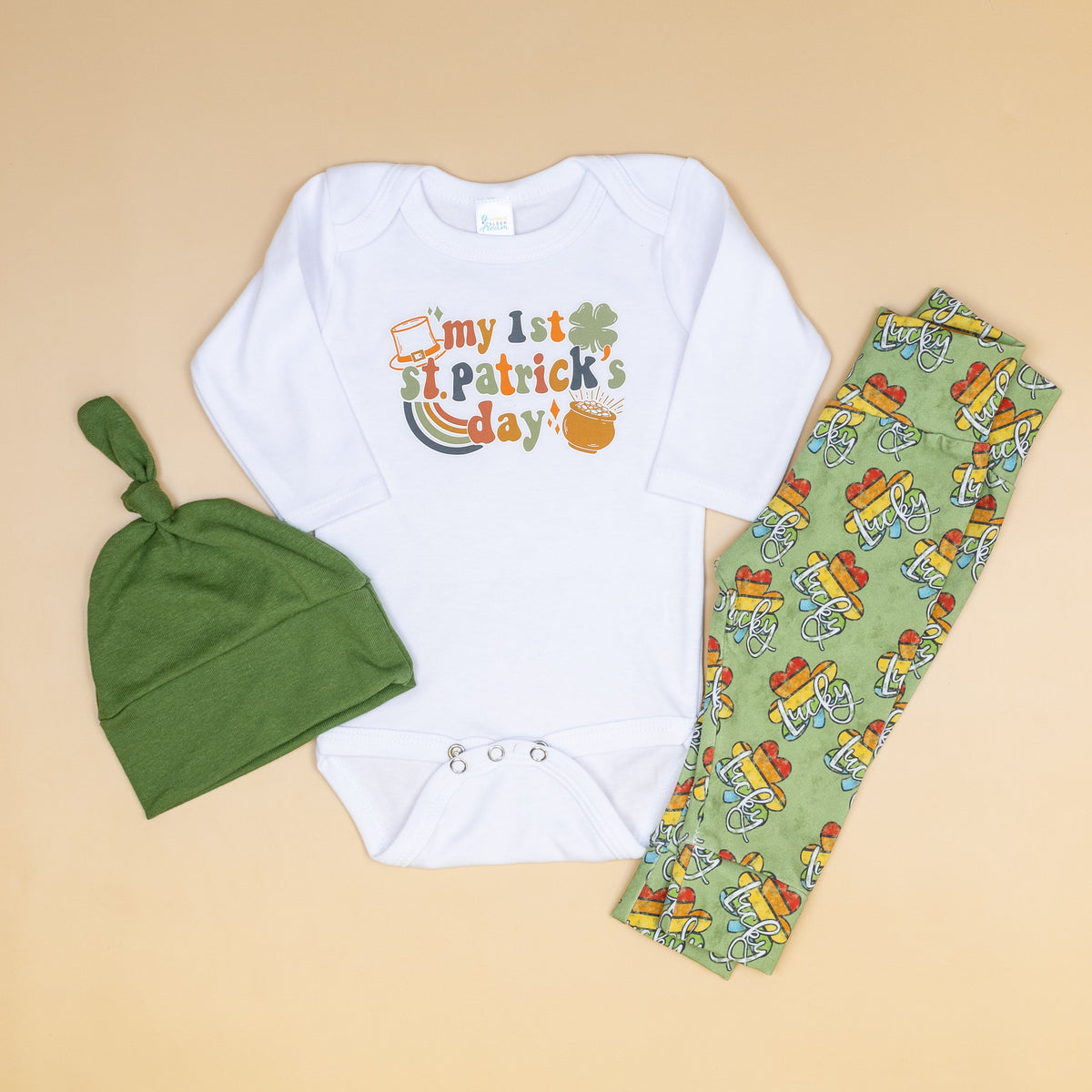 Cuddle Sleep Dream Retro First St. Patrick&#39;s Day | White Bodysuit