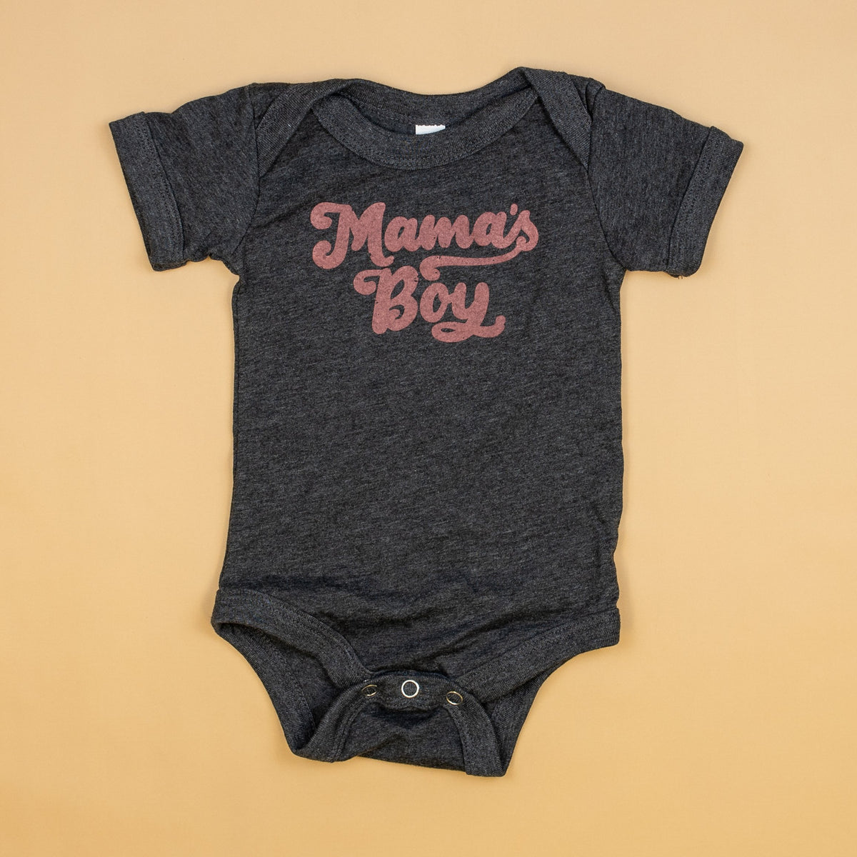 Cuddle Sleep Dream Retro Mama&#39;s Boy | Mauve on Charcoal Bodysuit