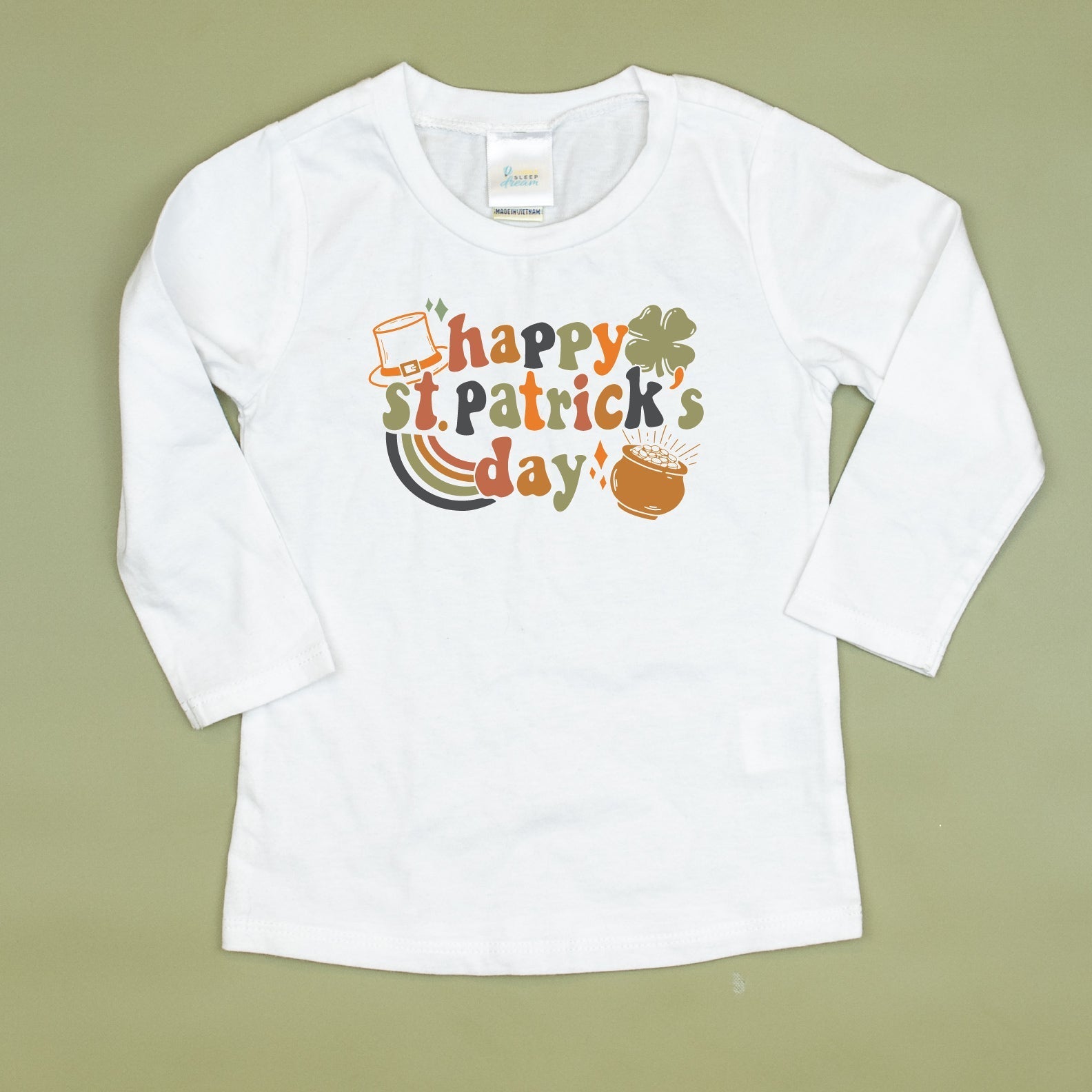 Cuddle Sleep Dream Retro Style Happy St. Patrick's Day | White Tshirt