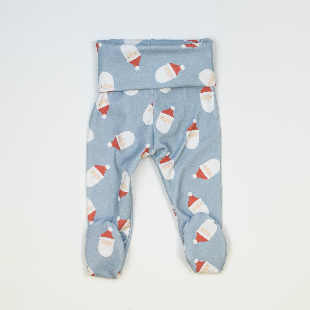 Cuddle Sleep Dream Leggings Santas on Blue Footies (NB-9m)