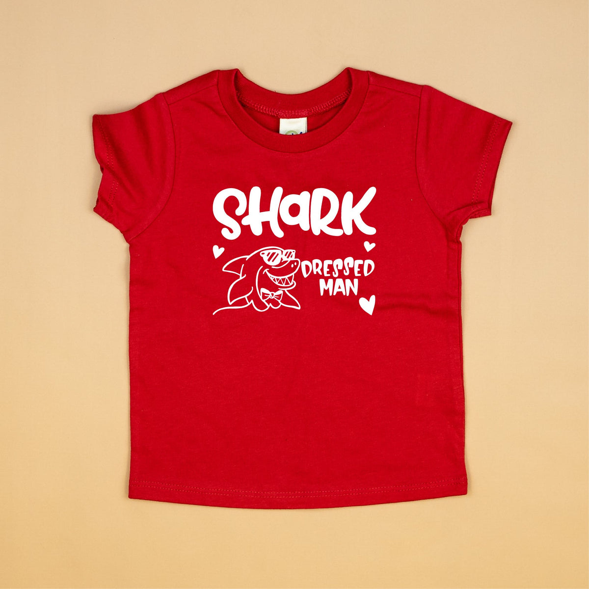 Cuddle Sleep Dream Graphic Tee Shark Dressed Man | Red Valentine Tee