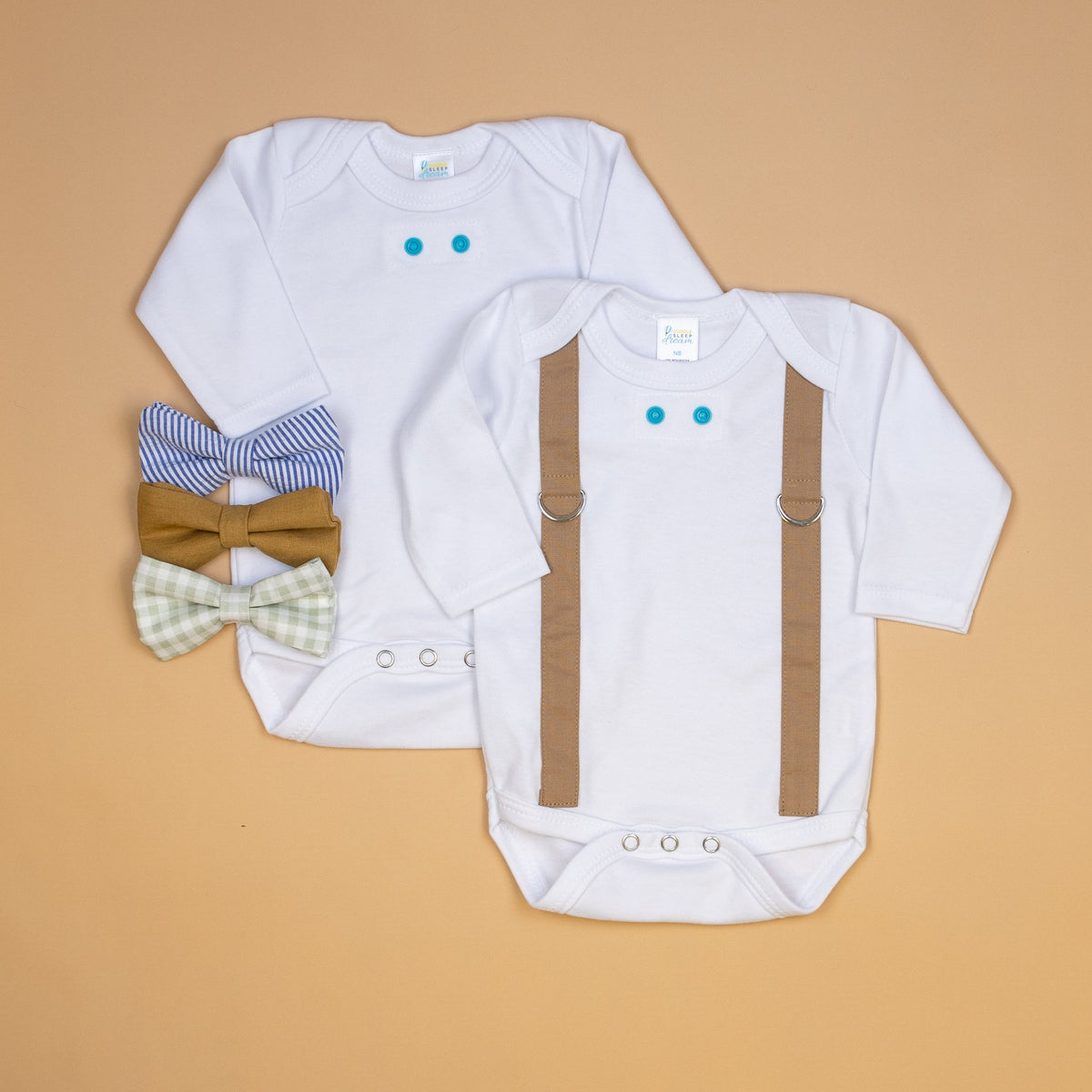 Cuddle Sleep Dream starter pack Newborn / Long Sleeve Snap-On Tie Bundle | Dapper Pack