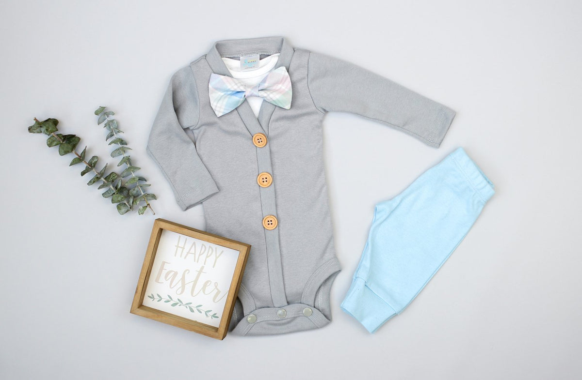Cuddle Sleep Dream Bowtie Bodysuit Spring Plaid Bowtie Bodysuit