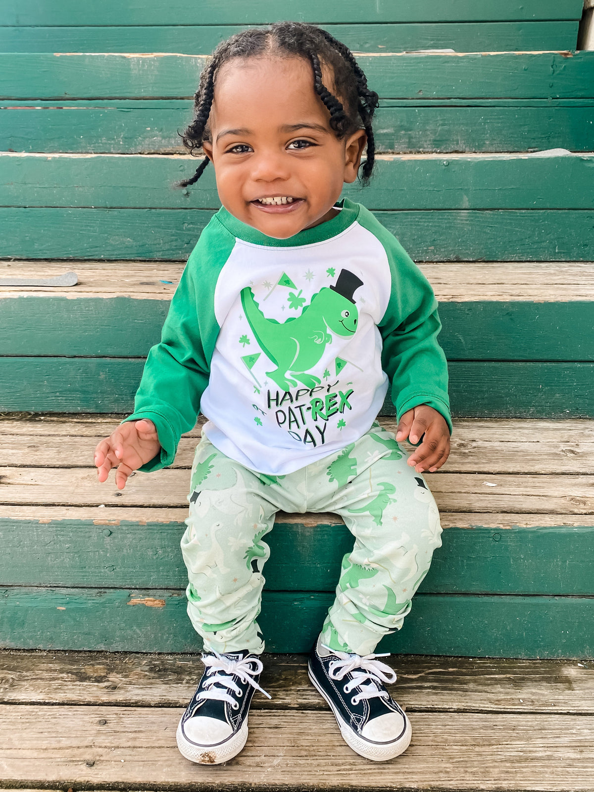 Cuddle Sleep Dream St. Pat-REX | GREEN Raglan | Bodysuit or Tee