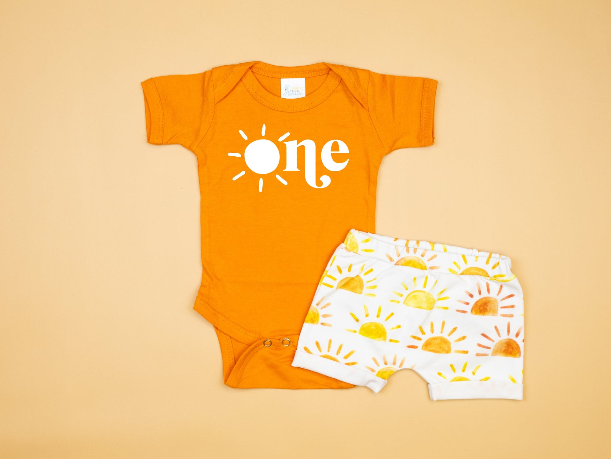 Cuddle Sleep Dream Sun in One 1st Birthday | Orange Bodysuit