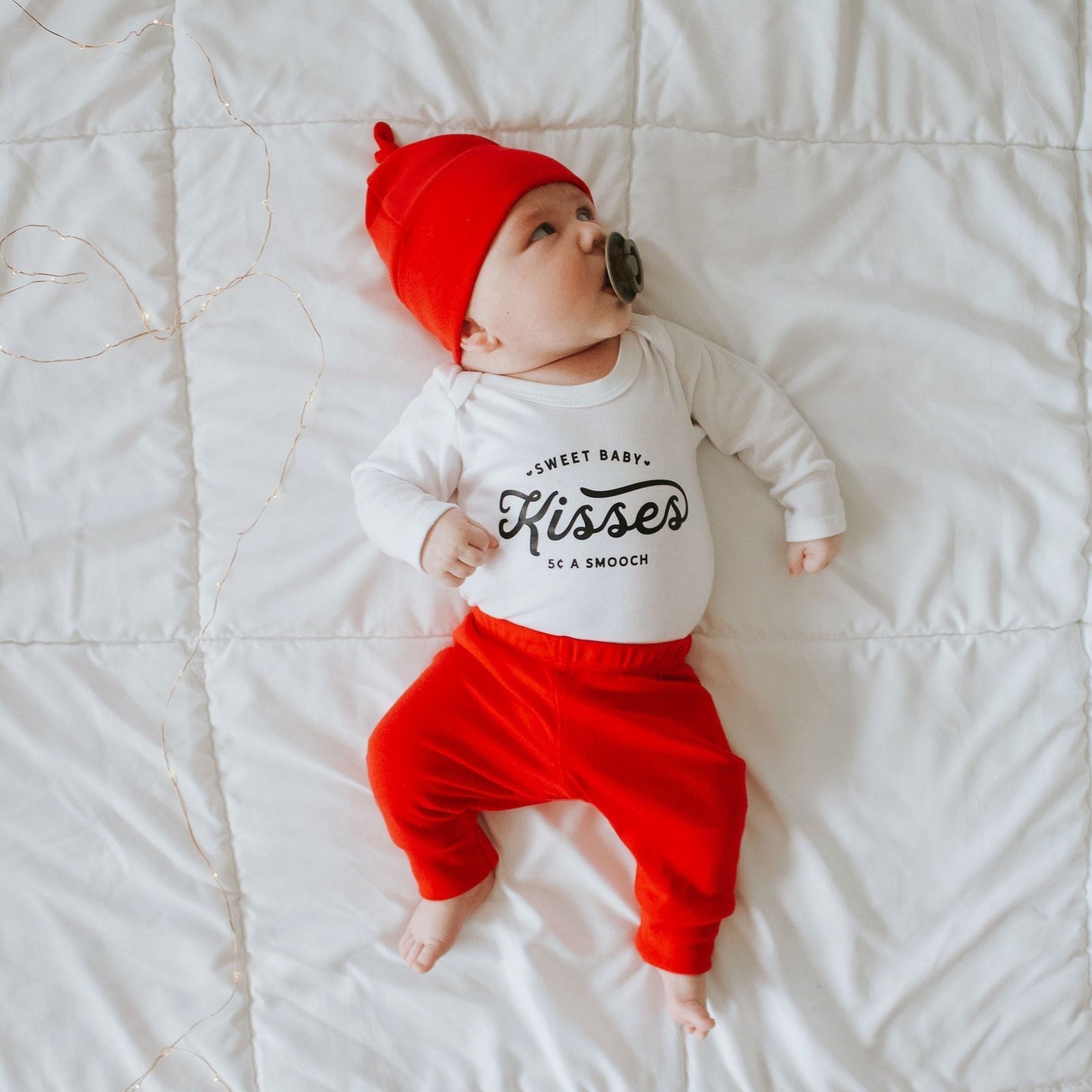 Cuddle Sleep Dream Baby Bodysuits Sweet Baby Kisses | White Onesie | Black Writing