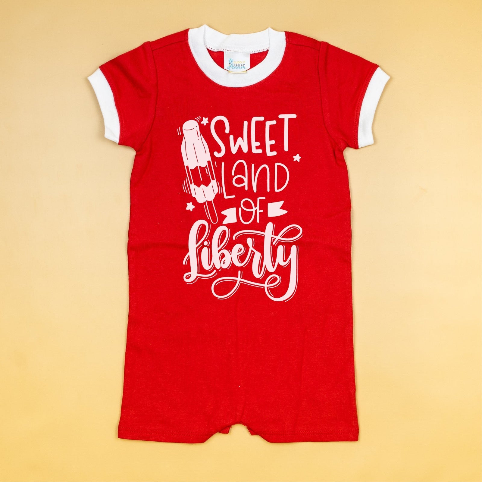 Cuddle Sleep Dream Sweet Land of Liberty | Red Romper