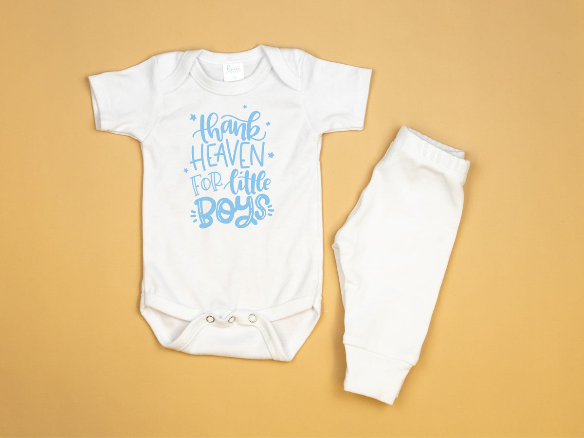 Cuddle Sleep Dream Thank Heaven | Baby Boy Baptism White Bodysuit