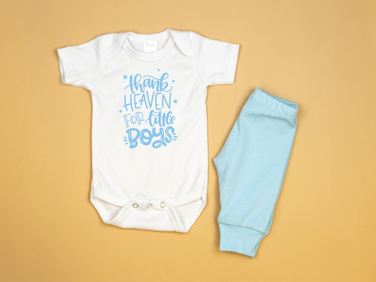 Cuddle Sleep Dream Thank Heaven | Baby Boy Baptism White Bodysuit