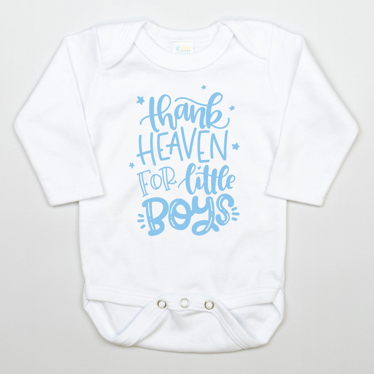 Cuddle Sleep Dream Thank Heaven | Baby Boy Baptism White Bodysuit
