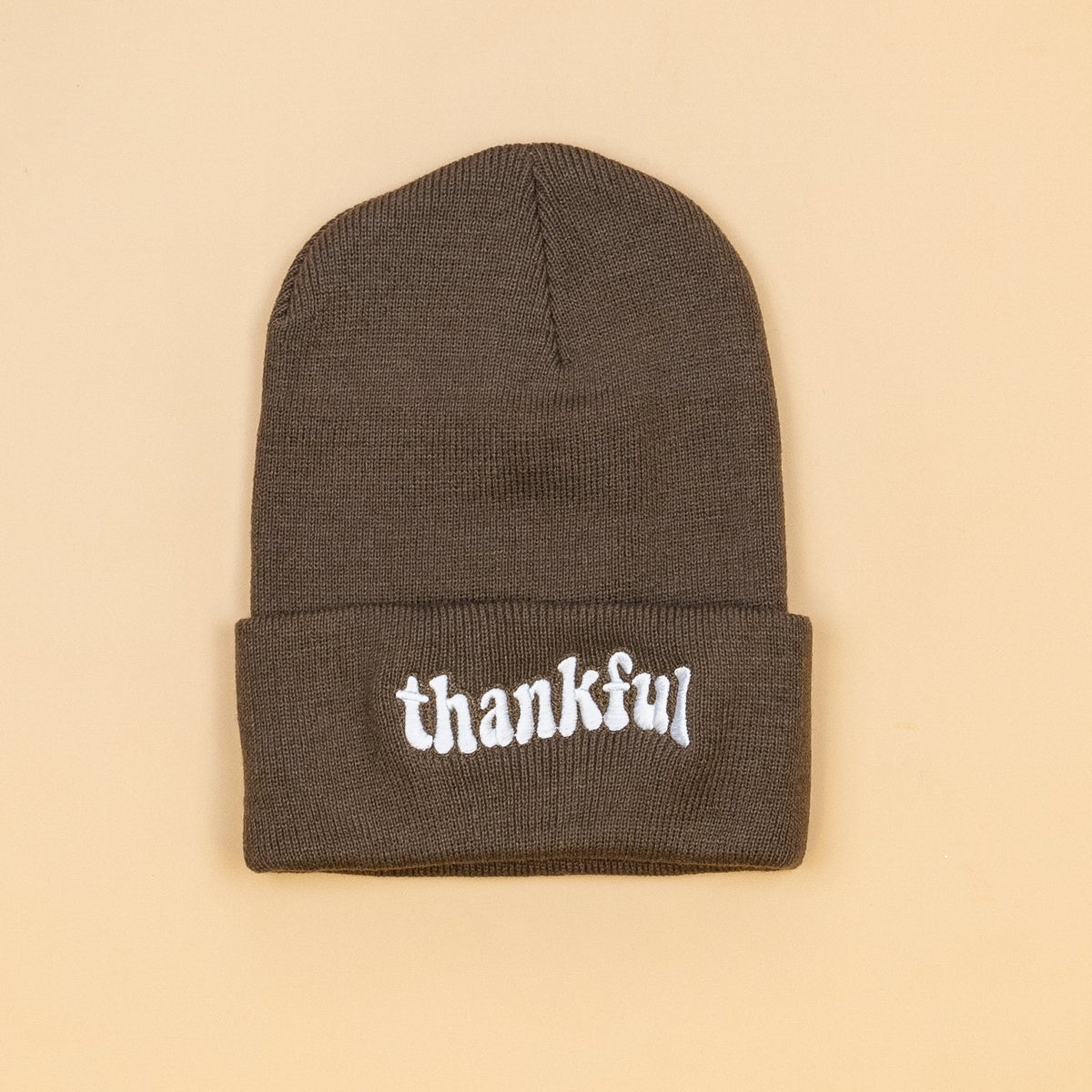 Cuddle Sleep Dream Thankful | Brown Knit Beanie