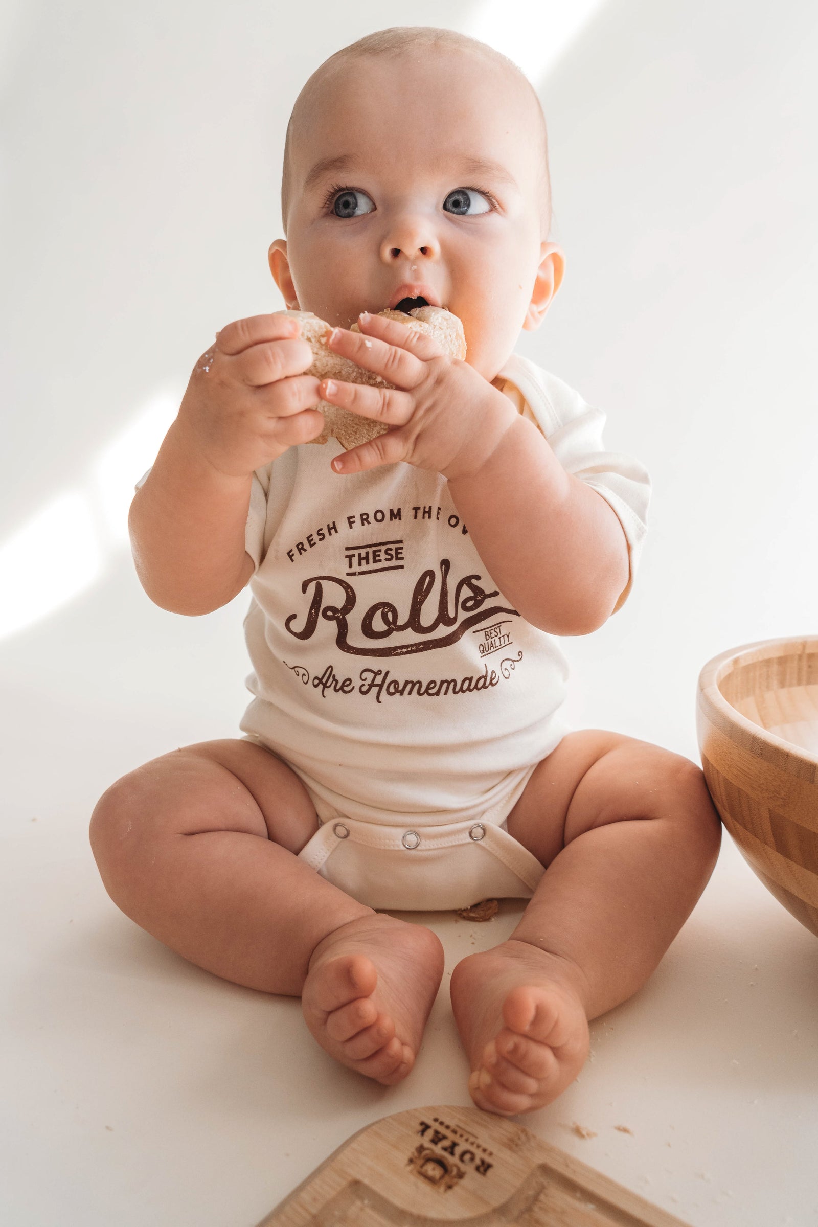 Cuddle Sleep Dream Newborn / Long Sleeve Bodysuit These Rolls are Homemade Onesie Bundle Personalized | Brown