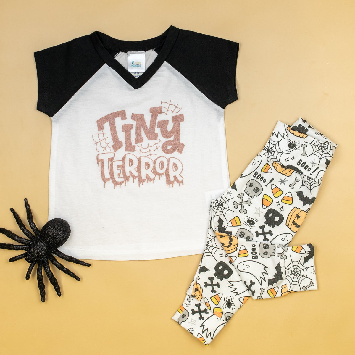 Cuddle Sleep Dream Tiny Terror | Black Raglan Bodysuit